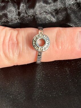 Coach Silver Tone Logo Cutout Ring Size 7